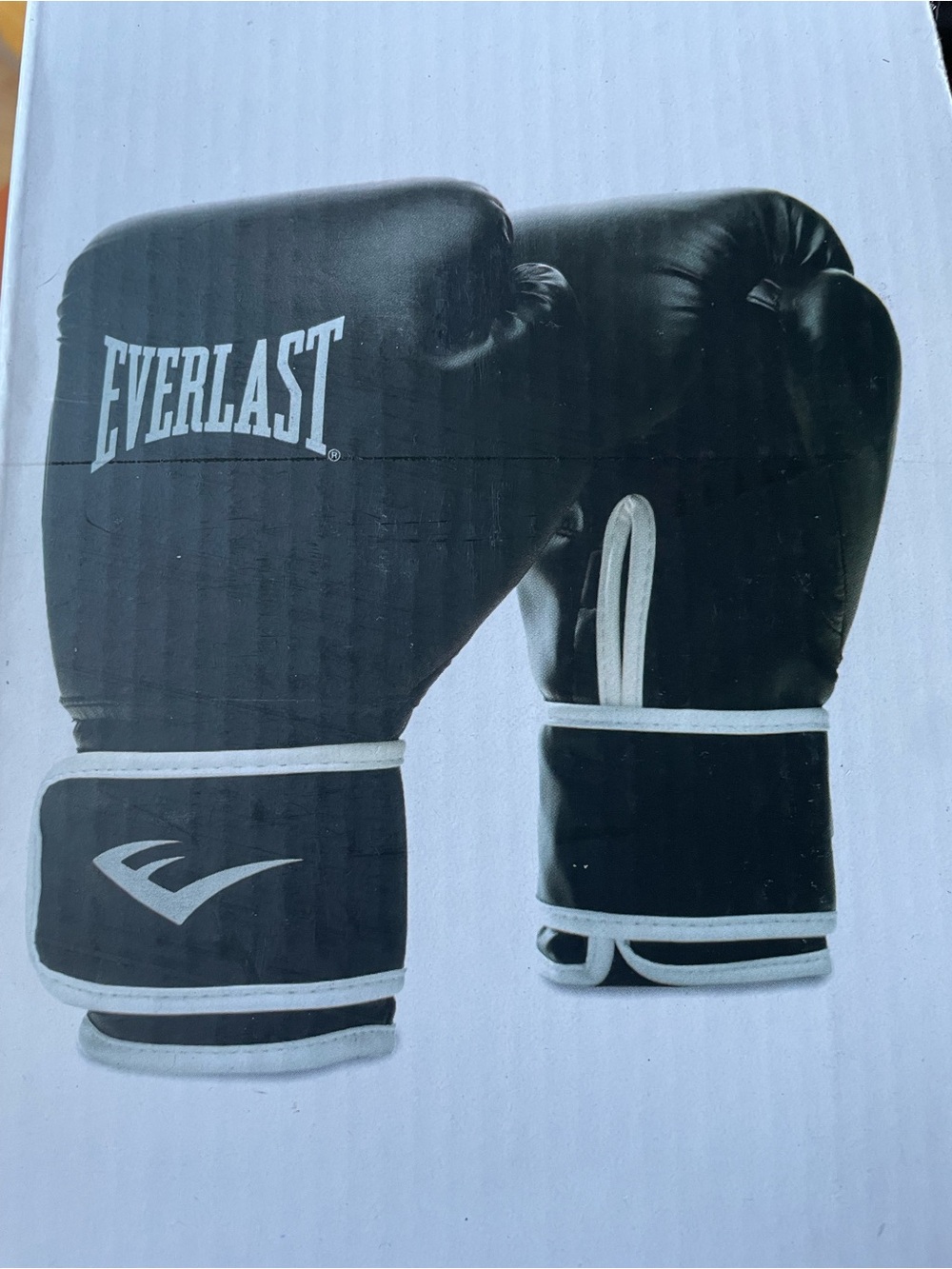 Everlast Black Boxing Gloves with White Trim L/XL